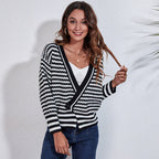Damen Pullover mit modernem Wellenmuster und lässigem Schnitt R&B