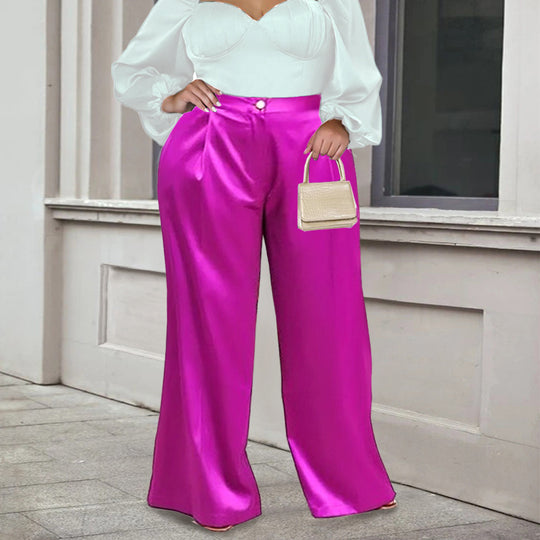 Damen Weite Satin-Hose mit eleganter Taillierung R&B