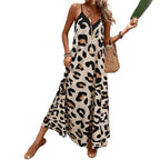 Damen Maxikleid mit elegantem V-Ausschnitt und aufregendem Leopardenmuster R&B