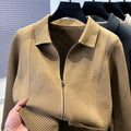 Damen Pullover mit strukturiertem Reißverschluss und klassischem Kragen R&B
