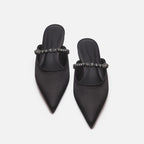 Damen elegante Pantoletten mit glitzerndem Riemen und spitz zulaufender Form R&B