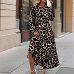 Damen Maxikleid mit modernem Leopardenmuster