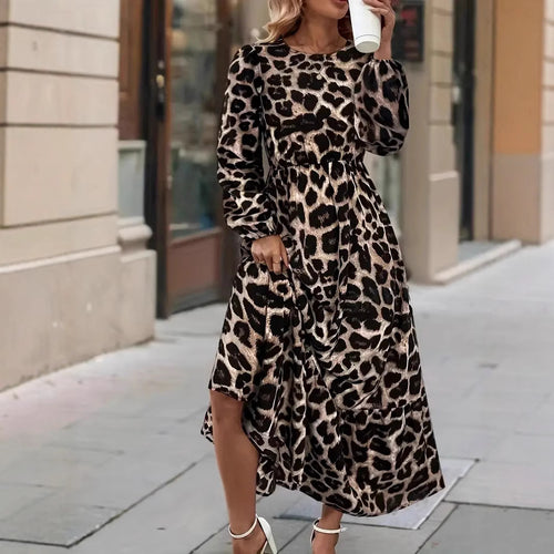 Damen Maxikleid mit modernem Leopardenmuster R&B