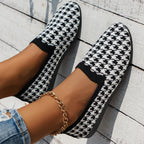 Damen Komfortable Slip-On Mokassins mit trendigem Hahnentrittmuster R&B