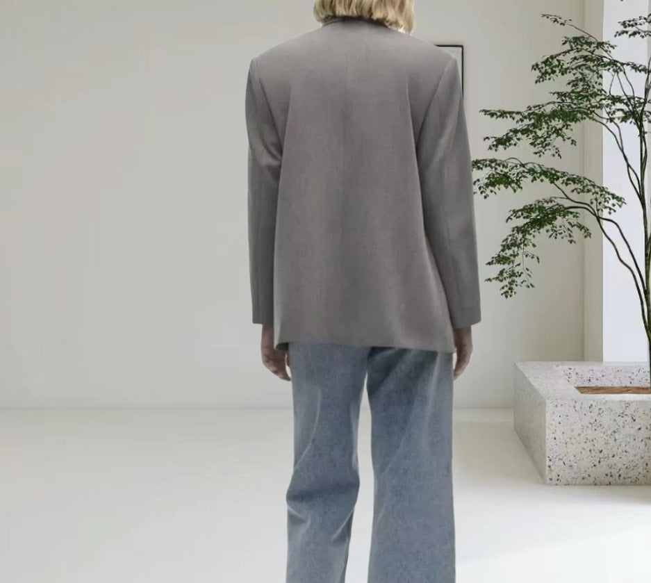 Damen Oversized Blazer mit eleganter Silhouette und dekorativen Knöpfen R&B