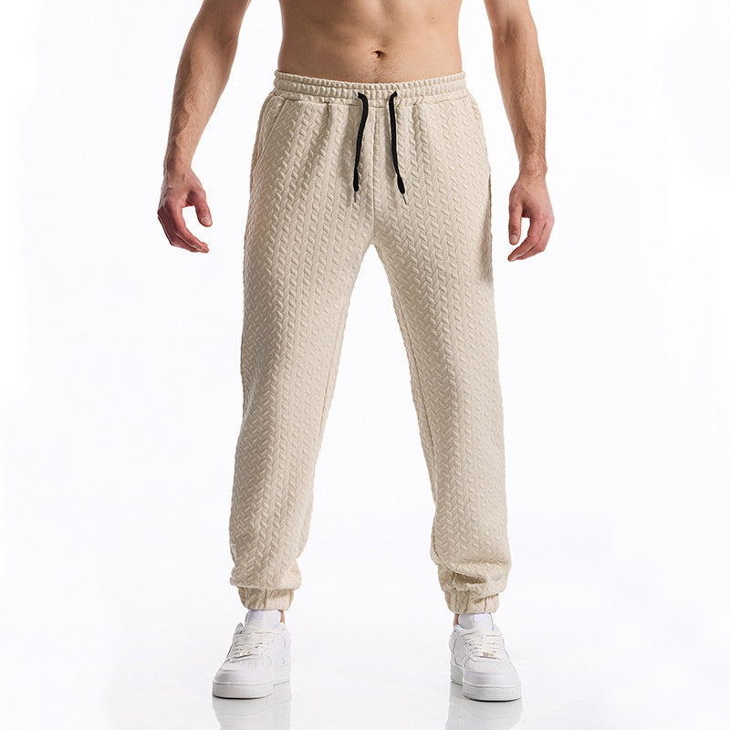 Herren bequeme Freizeithose mit elastischem Bund und Strukturmuster R&B