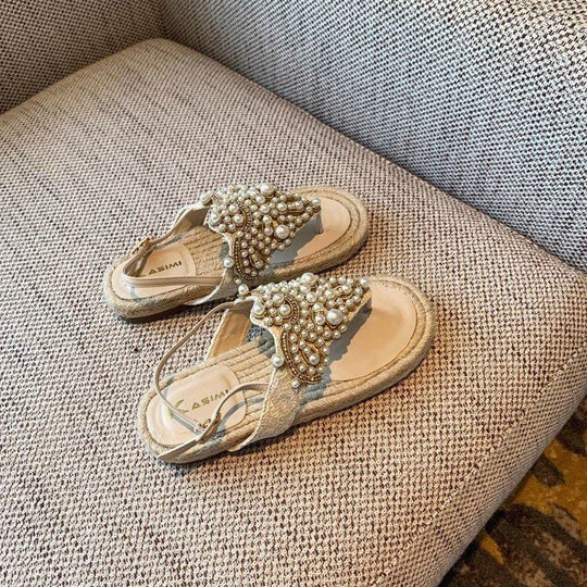 Damen elegante Flip-Flops mit dekorativen Perlenapplikationen R&B