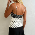 Damen Sexy Spitzen-Trägertop mit gepunktetem Design R&B