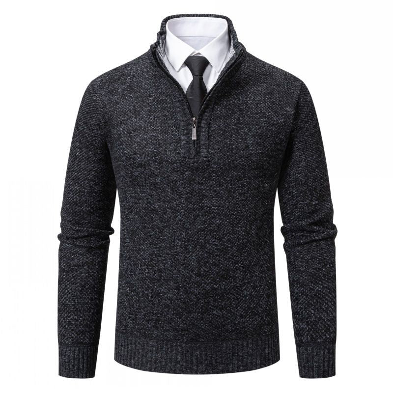 Herren Strickpullover mit modernem Reißverschluss und strukturiertem Design R&B
