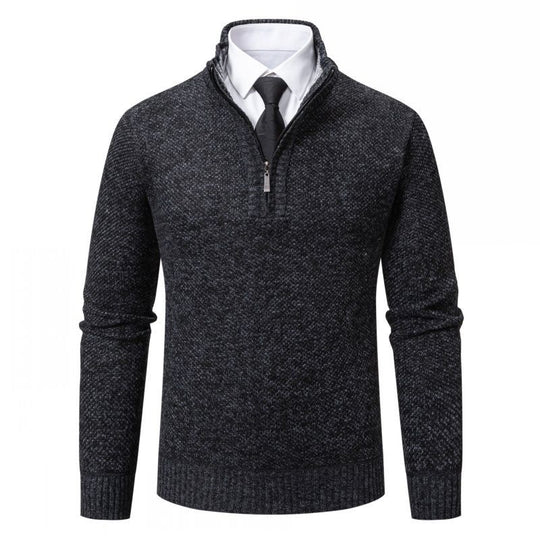 Herren Strickpullover mit modernem Reißverschluss und strukturiertem Design R&B