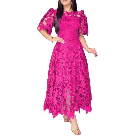 Damen nan Maxikleid aus floraler Guipure-Spitze mit taillierter Passform und Stufensaum R&B