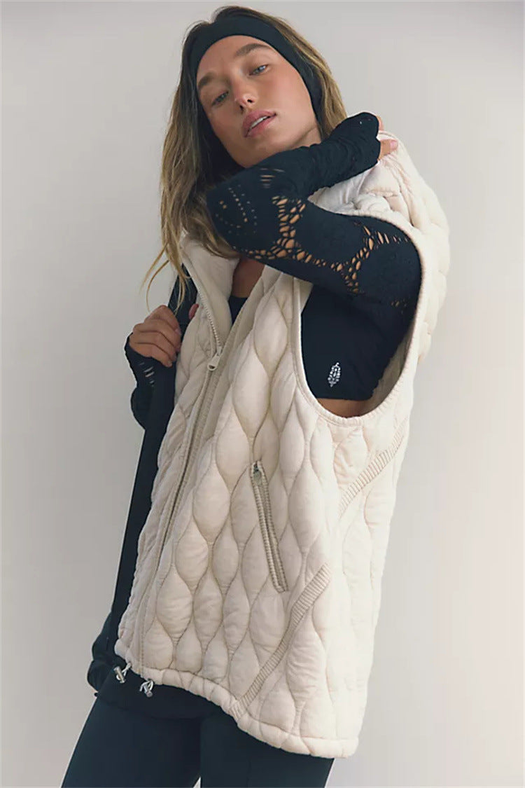 Damen Weste mit Kapuze und leicht gepolstertem Design R&B