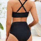 Damen Hochtaillierter Bikini mit Raffungen R&B