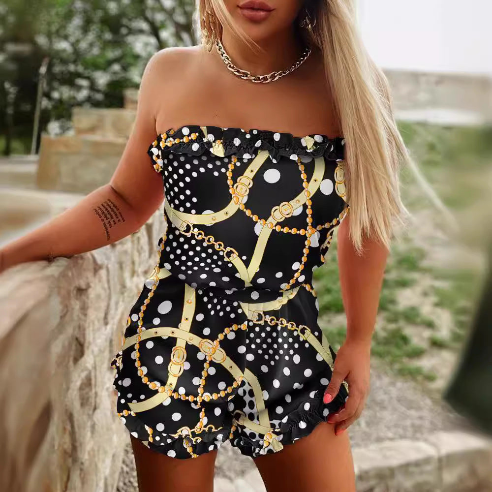 Damen Lässiger Jumpsuit mit Rüschen und Farbverlauf R&B
