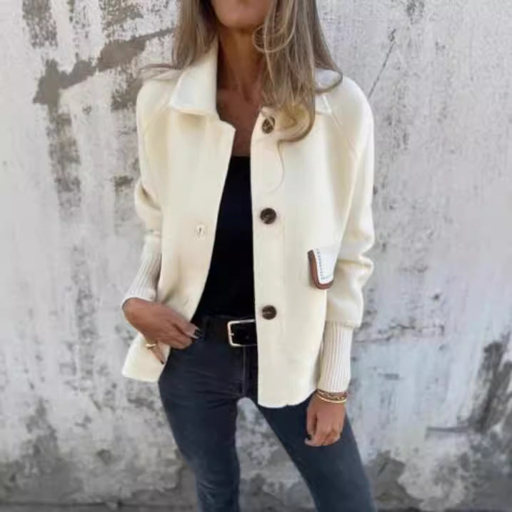 Damen gemütliche Cardigan-Jacke mit Knöpfen R&B