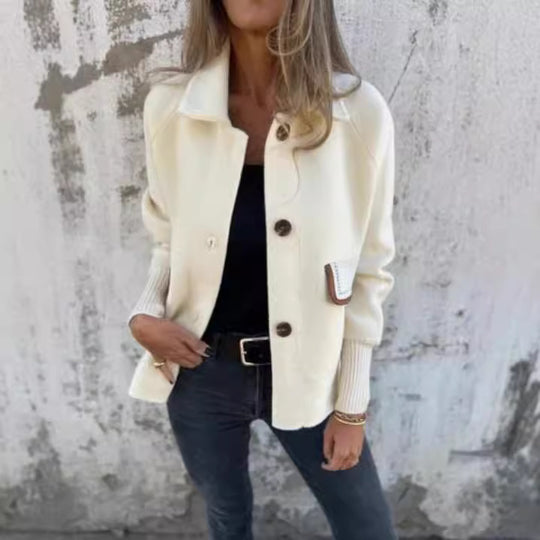 Damen gemütliche Cardigan-Jacke mit Knöpfen R&B
