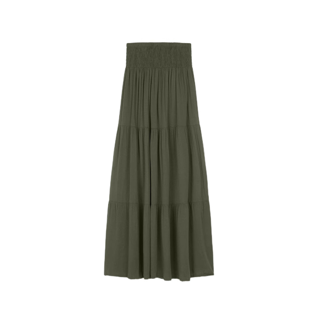 Damen Maxi-Rock mit voluminösem Schnitt und elastischem Bund R&B