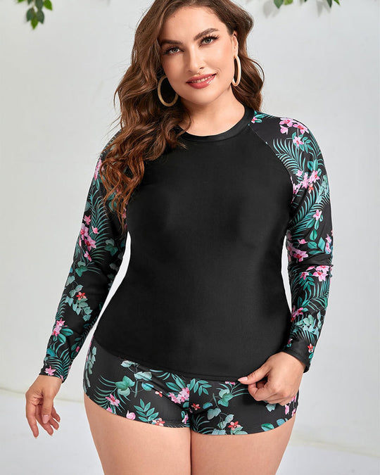 Damen UV-Schutz Schwimmanzug mit floralem Langarmoberteil R&B