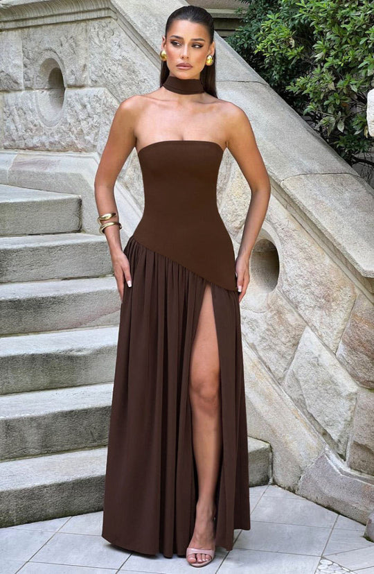 Damen Hochwertiges Abendkleid mit asymmetrischem Schnitt und elegantem Schlitz R&B