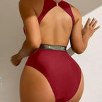 Damen Bikini-Set mit geflochtenem Rock und vielseitigem Triangel-Design R&B