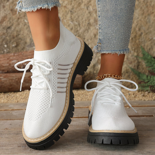 Damen Komfortable Schnür-Sneaker aus atmungsaktivem Netzmaterial mit modischem Profil R&B