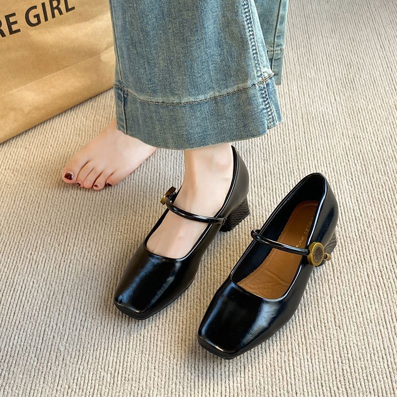 Damen stilvolle Mary Jane Schuhe mit Beschichtung und Blockabsatz R&B