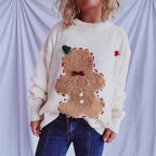 Damen festlicher Pullover mit weihnachtlichem Keksdesign R&B