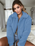 Damen Kuschelige Teddyjacke mit hohem Kragen R&B