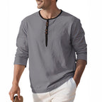 Herren Langarmshirt mit stylischem Knopfdesign R&B