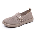 Damen Komfortable Slip-On Schuhe mit flexiblem Strickoberteil und modischem Schnallen-Detail R&B