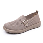 Damen Komfortable Slip-On Schuhe mit flexiblem Strickoberteil und modischem Schnallen-Detail R&B