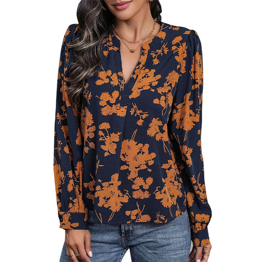 Damen Bluse mit floralem Muster und eleganten Puffärmeln R&B