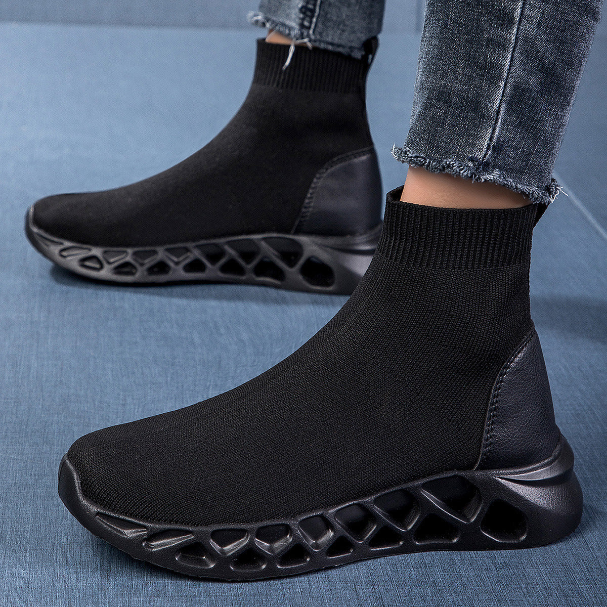 Damen High-Top Sneakers mit elastischem Obermaterial und rutschfester Sohle