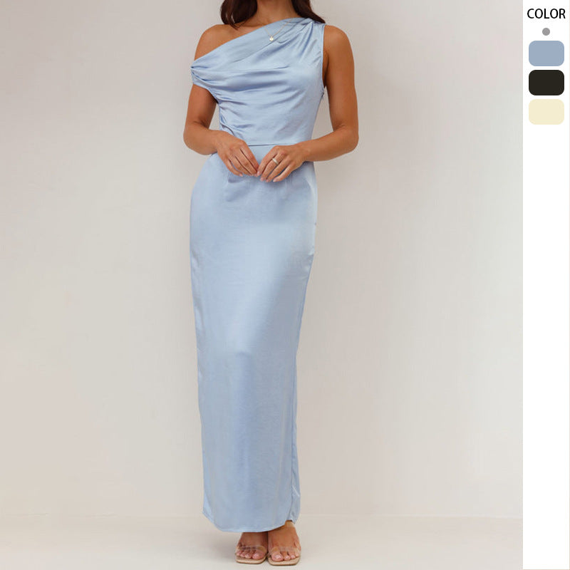 Damen Elegantes Maxikleid mit asymmetrischem Schnitt und dekorativem Draped-Design R&B