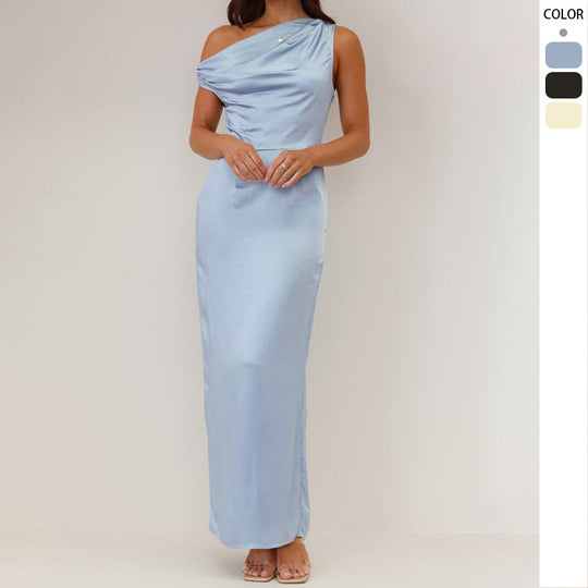 Damen Elegantes Maxikleid mit asymmetrischem Schnitt und dekorativem Draped-Design R&B