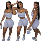 Damen Sportliches Set mit figurbetonendem Crop-Top und Shorts R&B