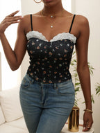 Damen Spitzen-Cami-Top mit floralem Design R&B