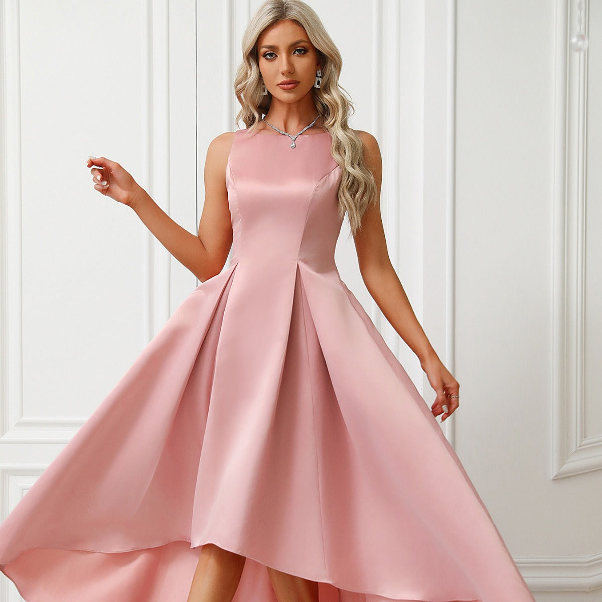 Damen Asymmetrisches Abendkleid aus satin mit Faltenwurf R&B