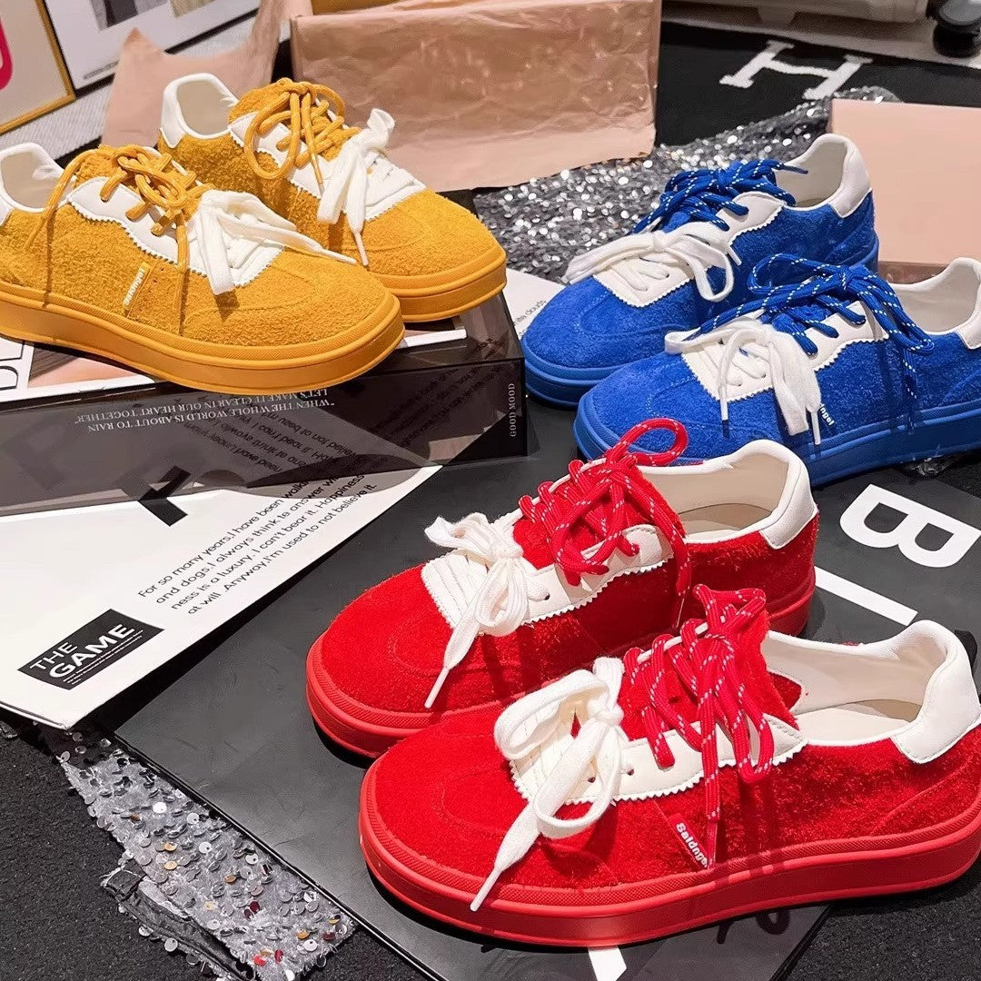 Damen modische Sneakers mit geflochtenem Obermaterial und kontrastierenden Schnürsenkeln R&B