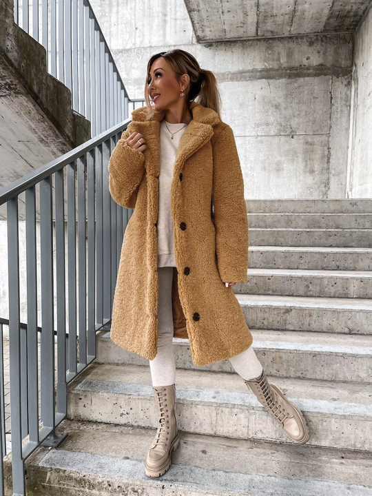 R&B | Damen Winter Teddy Mantel Lang