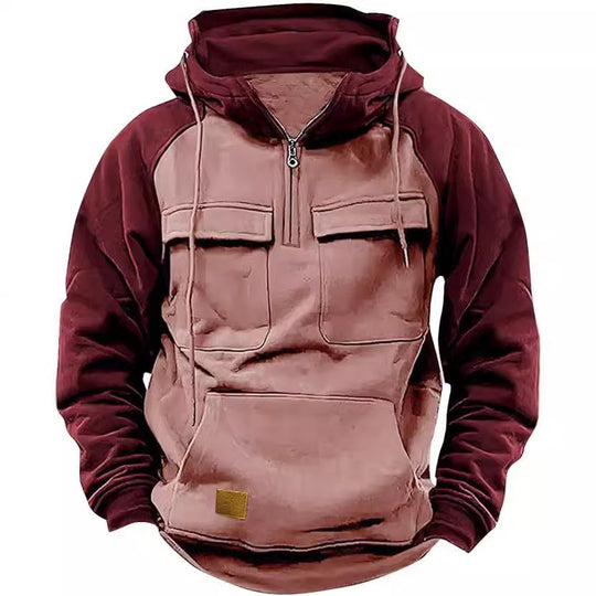 Herren Sportlicher Baumwoll-Hoodie mit Kapuze und praktischen Taschen R&B