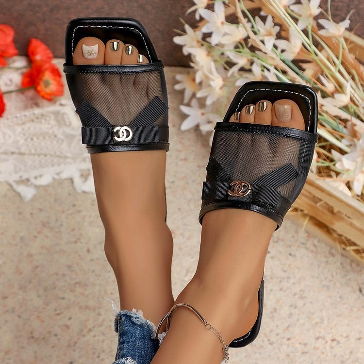 Damen Modische Mules mit dekorativem Schleifendetail R&B