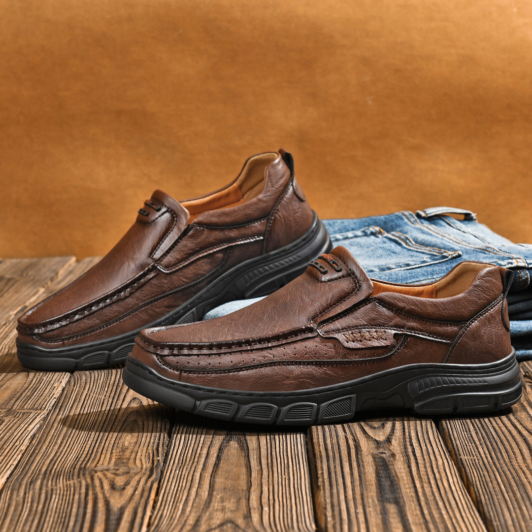 Herren Bequeme Leder-Mokassins mit rutschfester Sohle und atmungsaktivem Design R&B