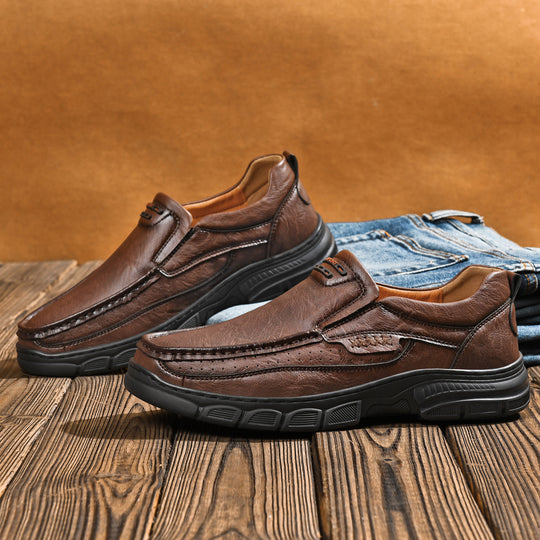 Herren Bequeme Leder-Mokassins mit rutschfester Sohle und atmungsaktivem Design R&B