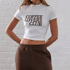 Damen Crop-T-Shirt mit kreativem KaffeeliR&Bhaber-Print R&B