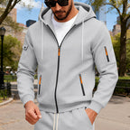 Herren Sportliche Zip-Hoodie mit Innovativen Reißverschlusstaschen R&B
