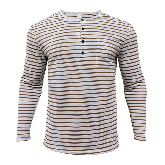 Herren Langarmshirt mit gestreiftem Design und Knopfleiste R&B