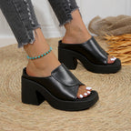 Damen Wedge-Pantoletten mit modischem Faltendesign und blockiertem Absatz R&B