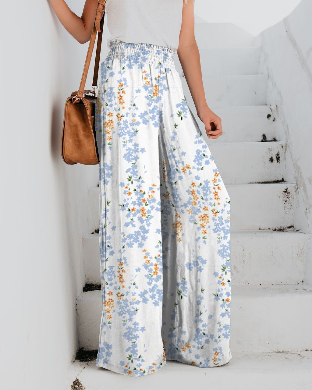 Damen Blumendruck Weite Hosen R&B