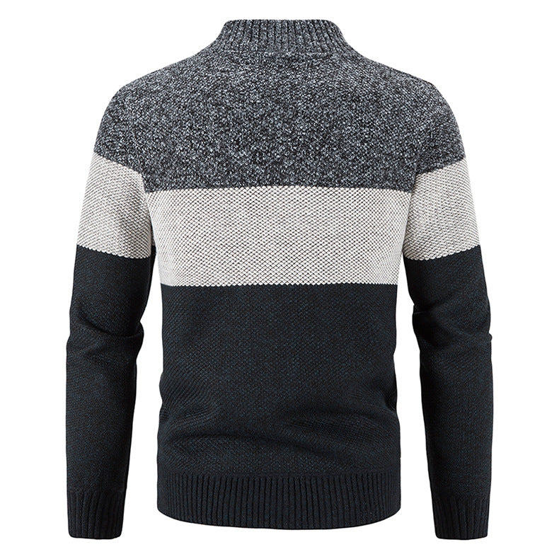 Herren Strickjacke mit modernem Zipper und karierter Innenausstattung